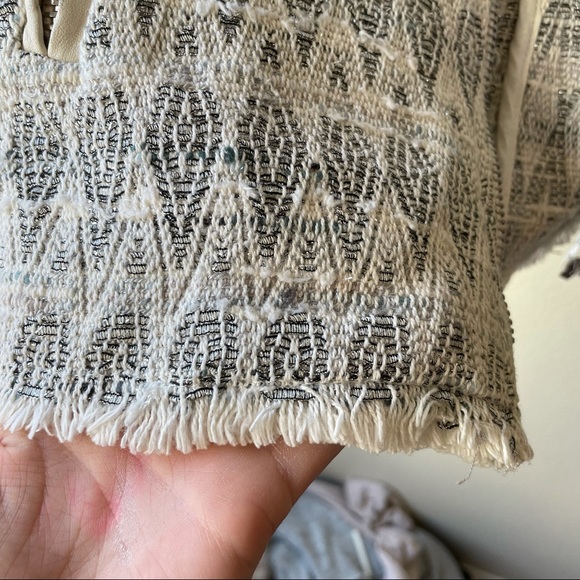 IRO Tweed Cream Jacket size S scoop neck wit zipper leather detail - Picture 8 of 12